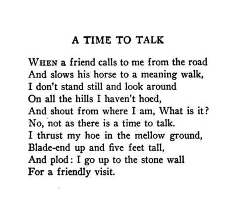 Frost Poem, A Time to Talk